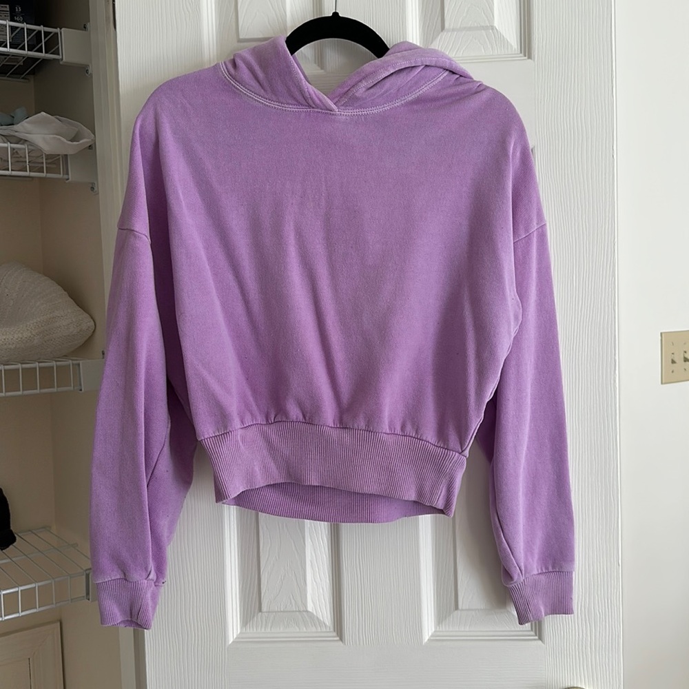 Hot Pink/ Purple Cropped American Eagle Hoodie